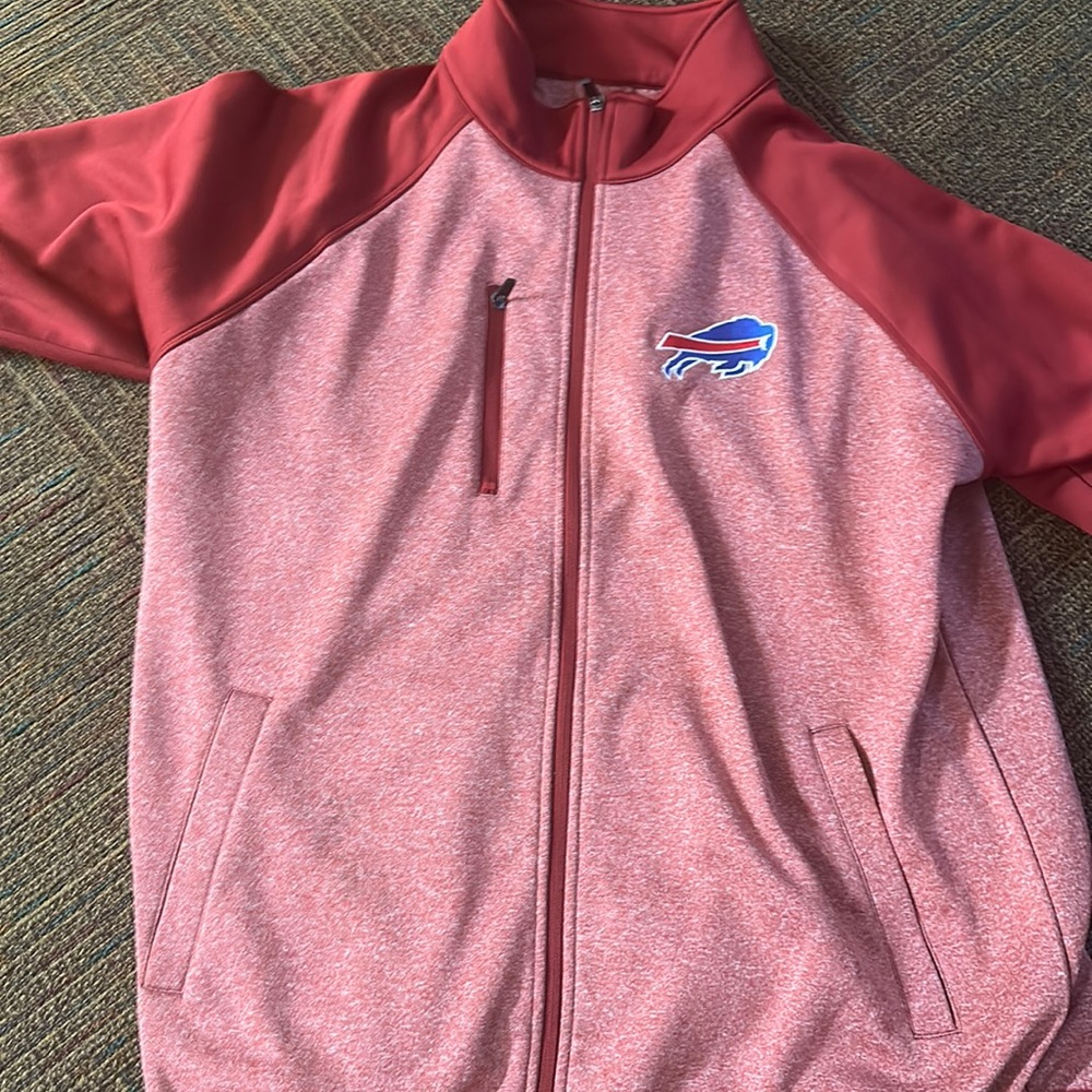 buffalo bills zip up jacket, only one spot you barely see will come off in wash